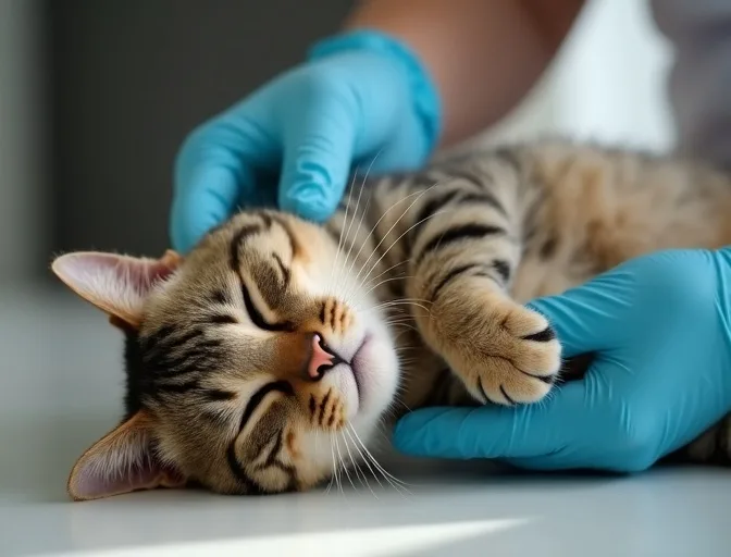 Specialist carefully handling a deceased cat with dignity in Wildwood